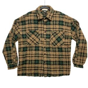 MNML Shacket Mens Large Mens Brown Green Heavy Duty Flannel Shirt Lumberjack